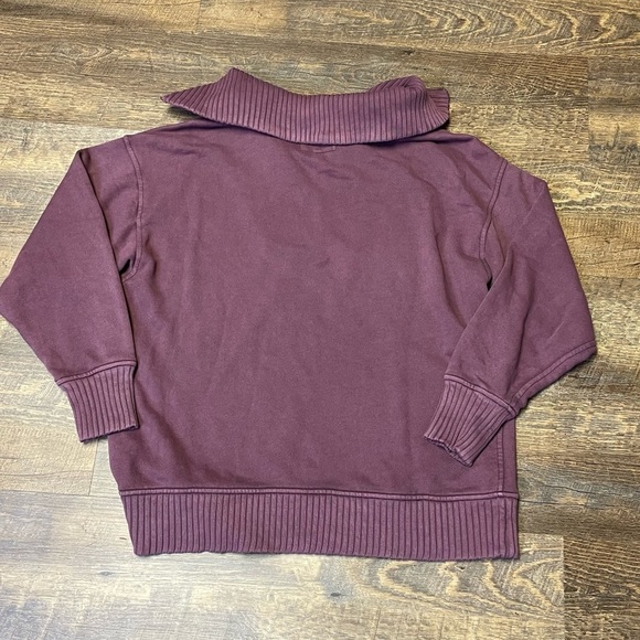 AERIE Down To Earth 1/4 Zip Oversized Sweatshirt Ribbed Wide Funnel Collar XS - Picture 9 of 10